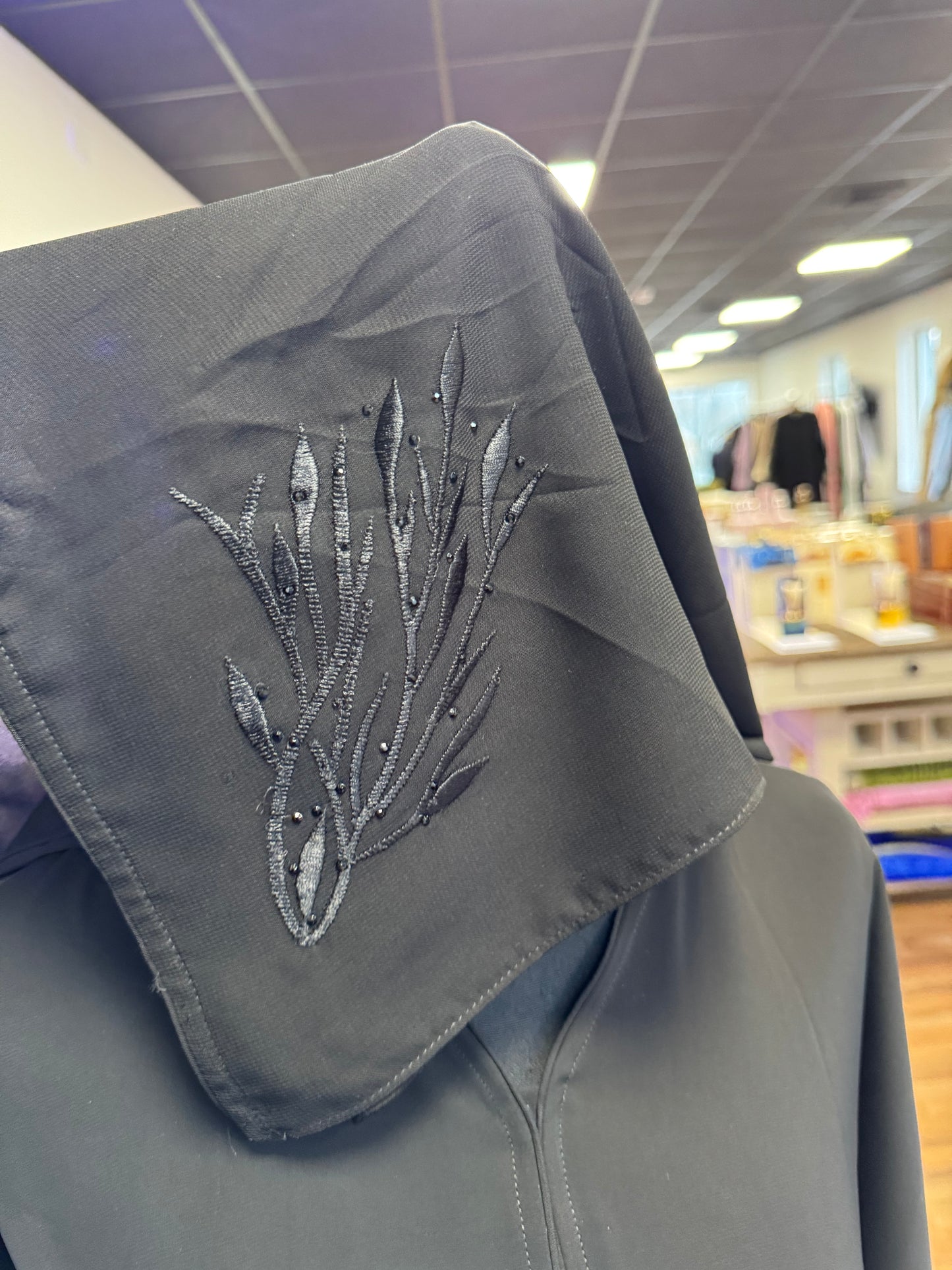 Embroidered Leaves Abaya