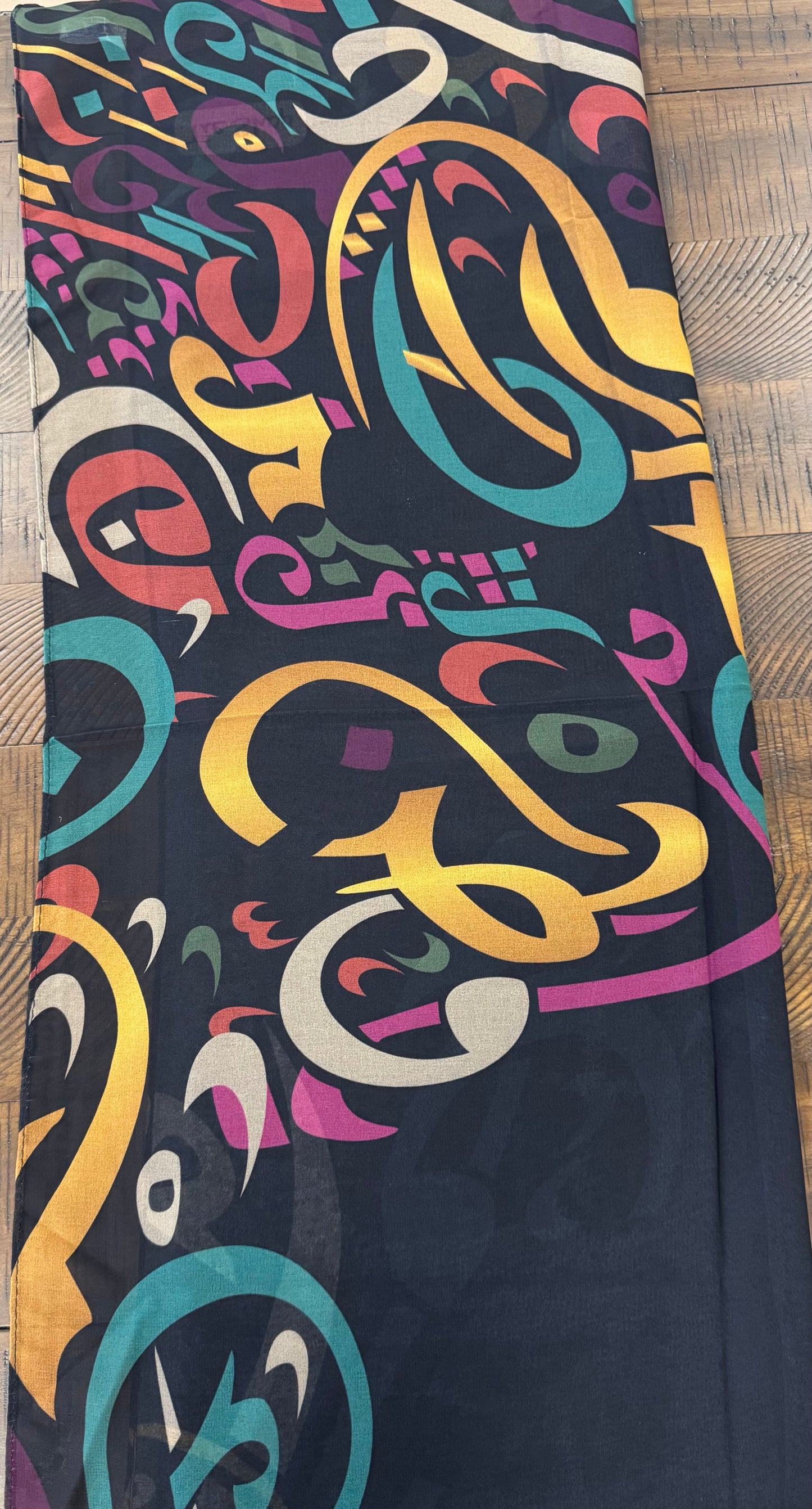 Colorful Arabic Calligraphy Hijab