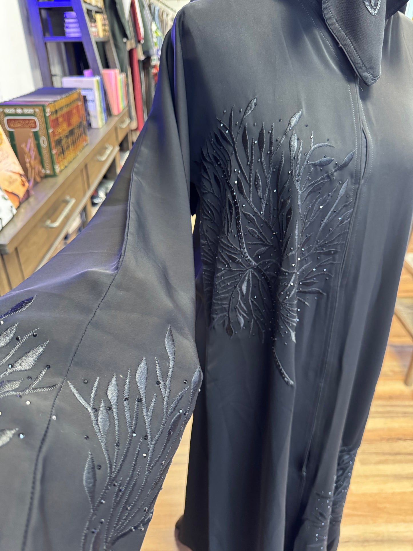 Embroidered Leaves Abaya