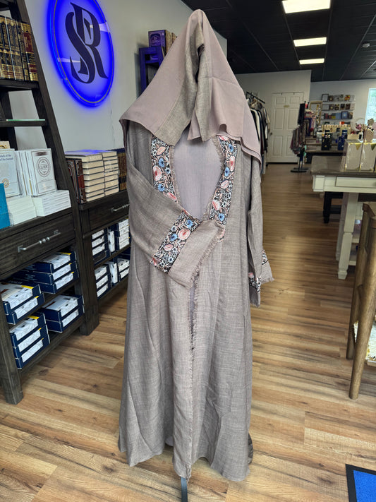 3 Piece Embroidered Abaya