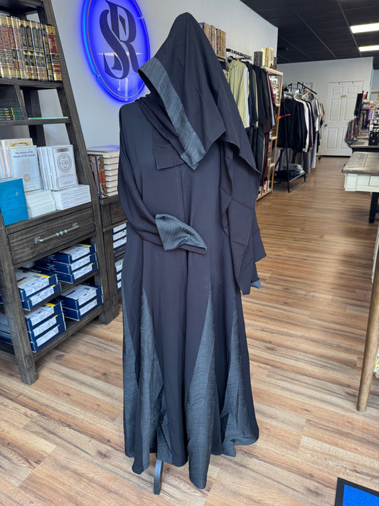 A-line Black & Gray Abaya