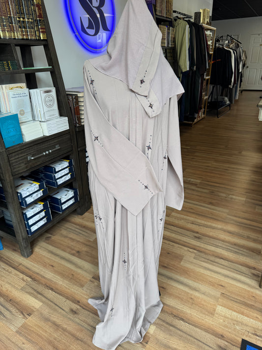 Beige Embroidered Abaya